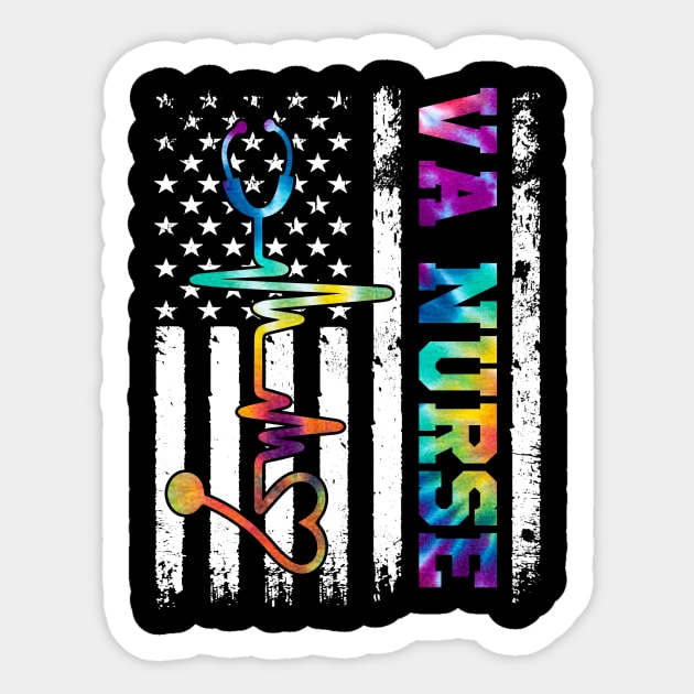 VA Nurse American Flag Independence Day Sticker by JeanDanKe